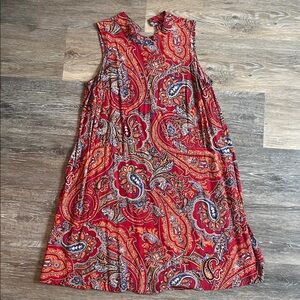 J. Jill Red and Orange Paisley Dress
